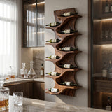 Rustic Natural Wood Wine Rack For Home Bar Wall Storage
