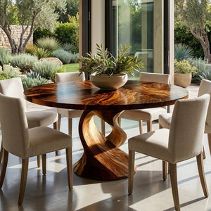 Contemporary Dining Table With Unique Twisted Base For Kitchen