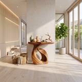 Handcrafted Solid Wood Console Table Organic Design For Entryway Decor