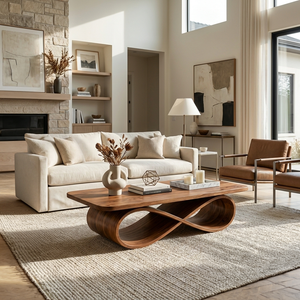 Organic Coffee Table With Twisted Ribbon Base For Luxury Interior