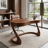 Modern Sculpted Desk With Drawers For Minimalist Home Office