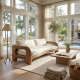 Contemporary Solid Wood Sofa With Architectural Frame For Modern Home