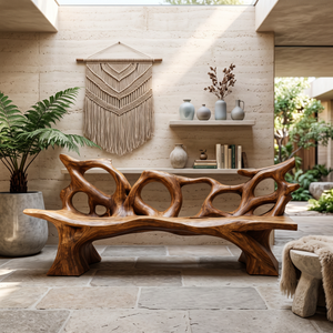 Mid Century Branch Bench Entryway Furniture For Compact Foyers