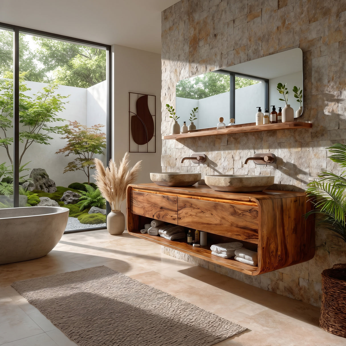 Minimalist Floating Wood Bathroom Vanity For Bathroom Areas