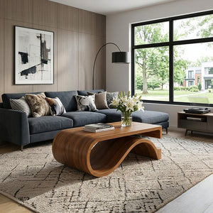 Minimalist Coffee Table Curved Style For Living Room