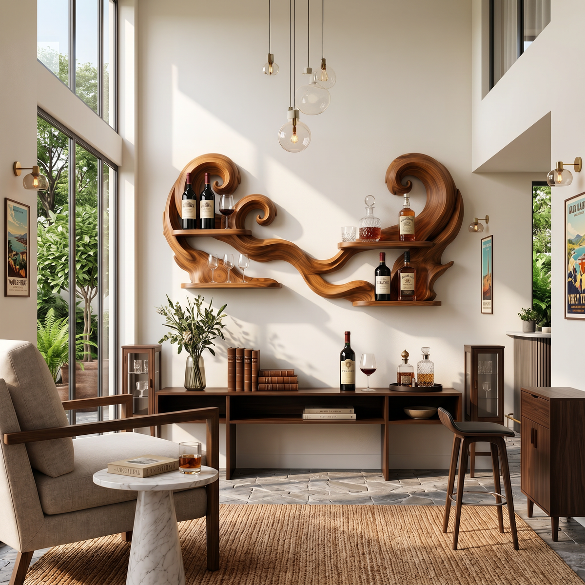 Scandinavian Wall Wine Rack For Dining Area
