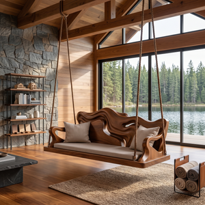 Modern Carved Crest Indoor Swing Open Living Interior