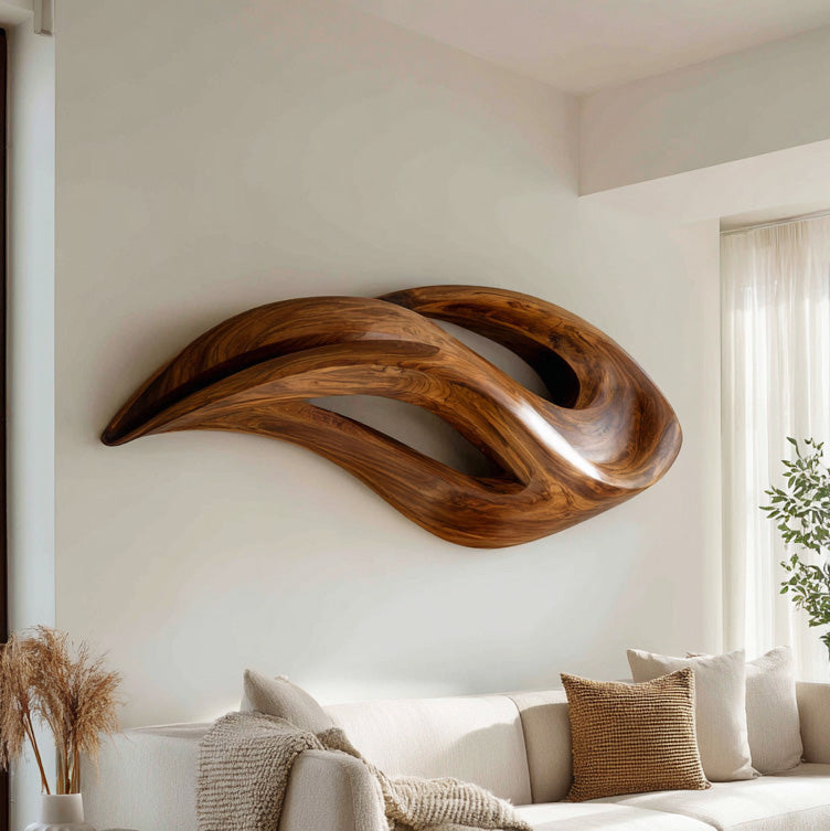 Contemporary Wood Wall Art With Unique Carved For Living Room