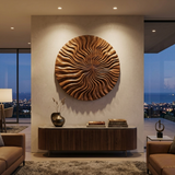 Round Wall Art With Wave Design For Entryway