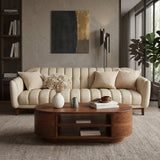 Modern Oval Coffee Table With Open Shelves For Living Room