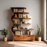 Contemporary Natural Wood Bookshelf For Interior Space