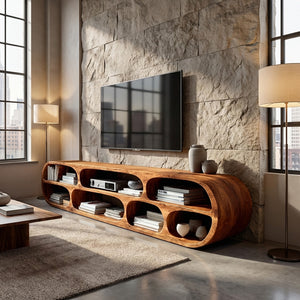 Modern Sculptural TV Console For Living Room