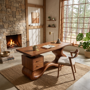 Scandinavian Organic Desk For Workspace Interior Space