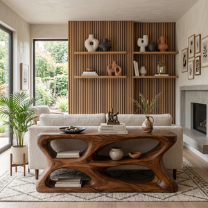 Luxury Sculptural Wooden Console Table For Hallway Entryway