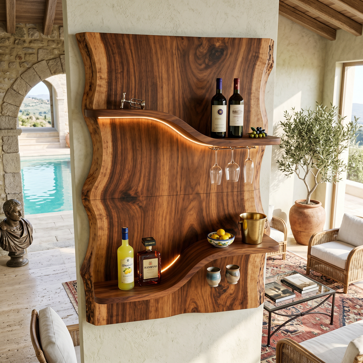 Scandinavian Multi Tier Wine Rack Shelf For Living Room