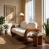 Mediterranean Inspired Wooden Sofa Coastal Living Room