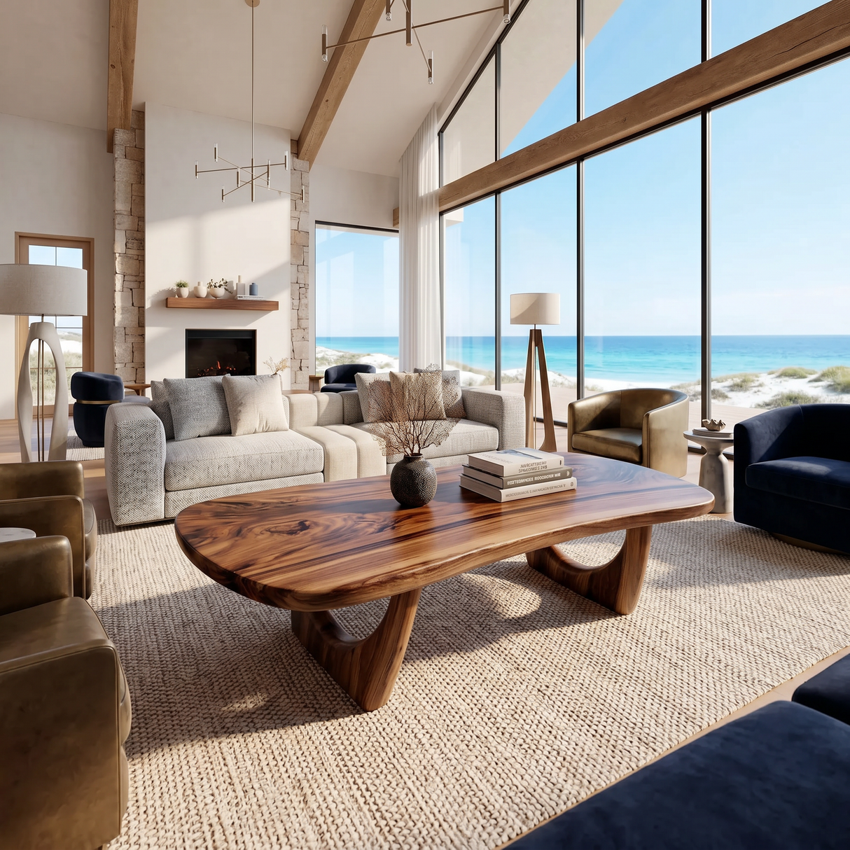 Rustic Solid Wood Coffee Table For Living Room Decor Ideas