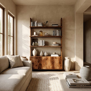 Modern Bookshelf With Open Shelf And Drawers For Living