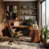 Rustic Live Edge L Shaped Desk For Home Workspace