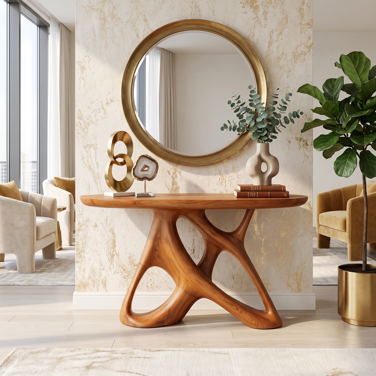 Organic Open Frame Console Table Designer Foyer