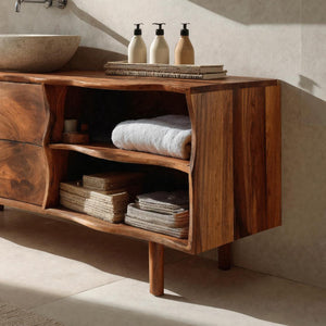 Contemporary Bathroom Vanity Sculpted Waves Front For Bathroom