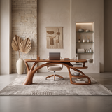 Rustic Curved Leg Writing Desk Home Office