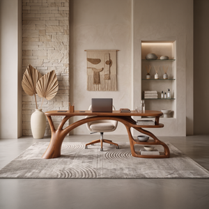 Rustic Curved Leg Writing Desk Home Office