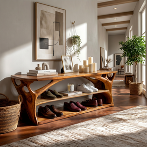 Japandi Shoe Bench Rack For Mudroom Storage Corner Display