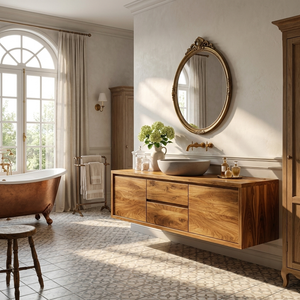 Modern Wall Mounted Wood Bathroom Vanity For Spa Bathroom