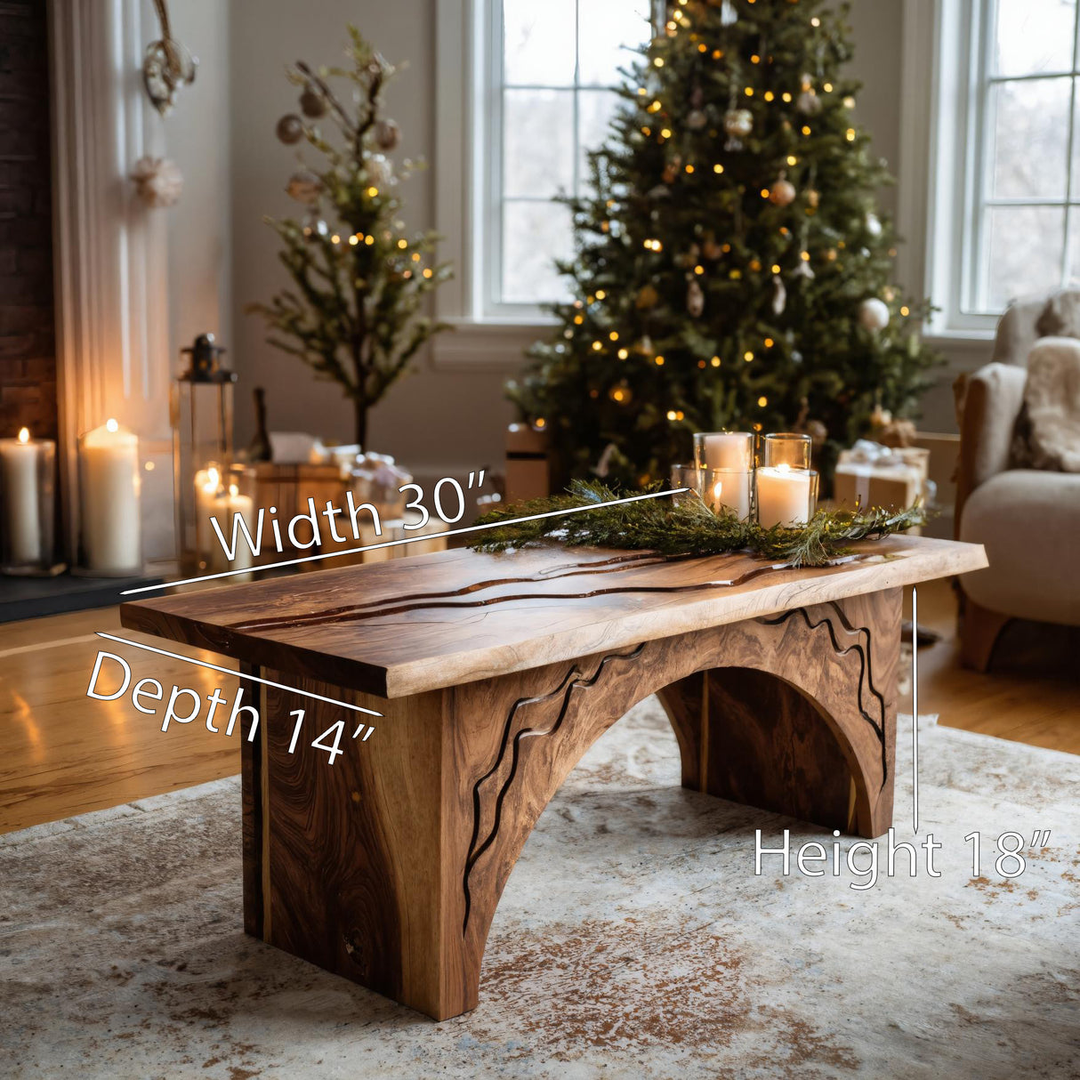 Rectangular Coffee Table With Arched Base For Holiday Decor