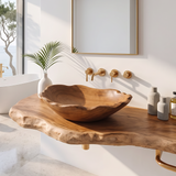 Mid Century Wooden Vessel Sink For Natural Bathroom Decor