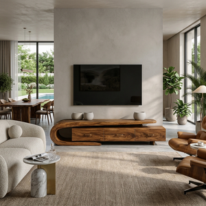 Modern Wood TV Cabinet With 3 Cabinet Systems For Home