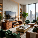 Wooden TV Console With Drawers For Living Room Setup