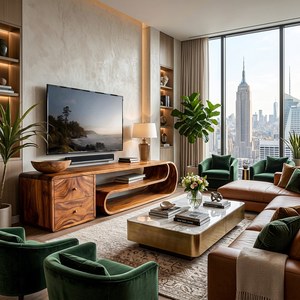 Wooden TV Console With Drawers For Living Room Setup