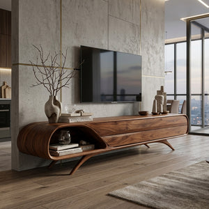 Mid Century Modern Wood TV Console For Living Room