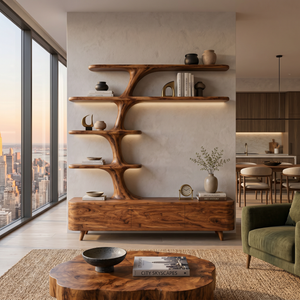 Wooden TV Console For Contemporary Living Room Interior