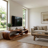 Contemporary Natural Wood Media Console For Living Room Decor