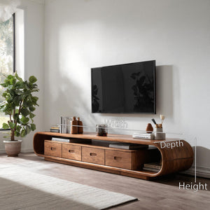 Modern Curved TV Stand With Drawer For Living Room