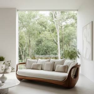 Organic Modern Sculptural Wooden Sofa For Living Room