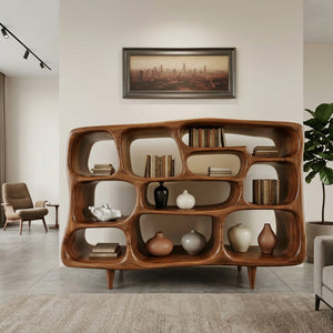 Modern Organic Bookshelf With Open Shelves For Living Room Or Office