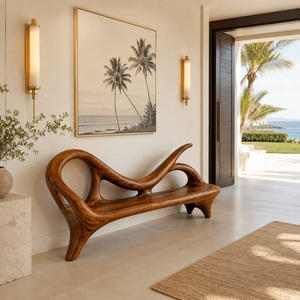 Modern Entryway Bench With Sculptural Form For Contemporary Interiors