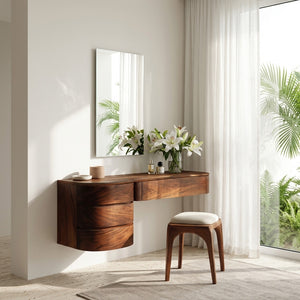 Minimalist Wall Mounted Vanity With Drawer For Sunlit Bedroom