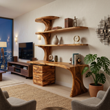 Modern Wooden Desk With Built In Bookshelves For Office Decor