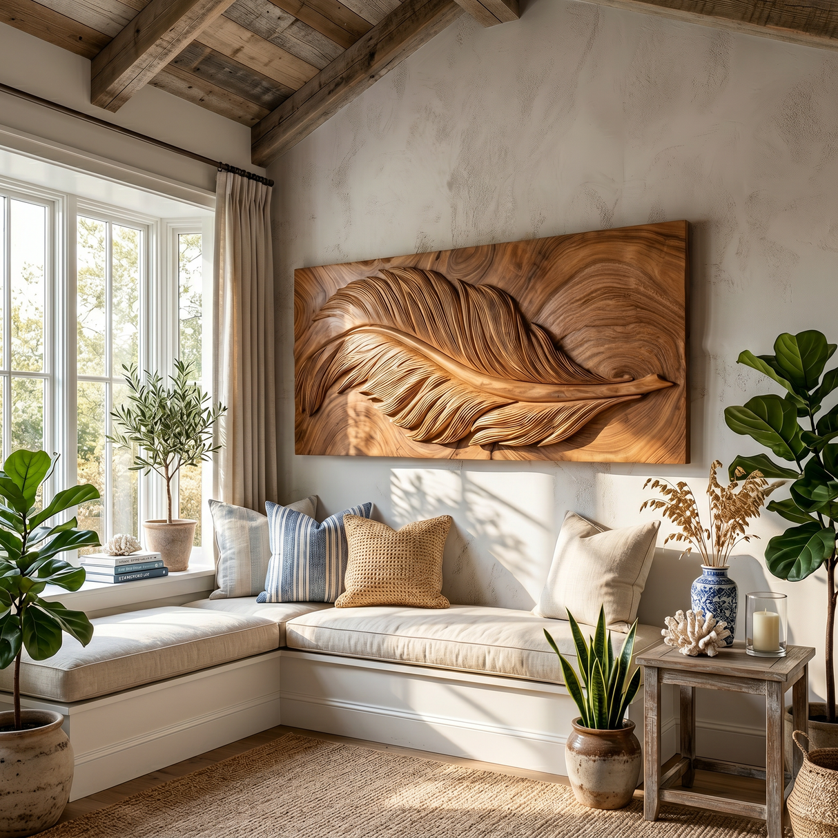 Luxury Wall Art With Feather Design For Dining Room