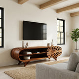 Modern Wooden TV Cabinet With Leaf Shape Door For Living