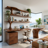 Contemporary Wooden Office Desk With Integrated Drawers For Workspace