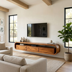 Modern Wooden Floating TV Stand For Living Room Storage