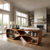 Contemporary Sculptural Natural Wood Console Table For Living Room