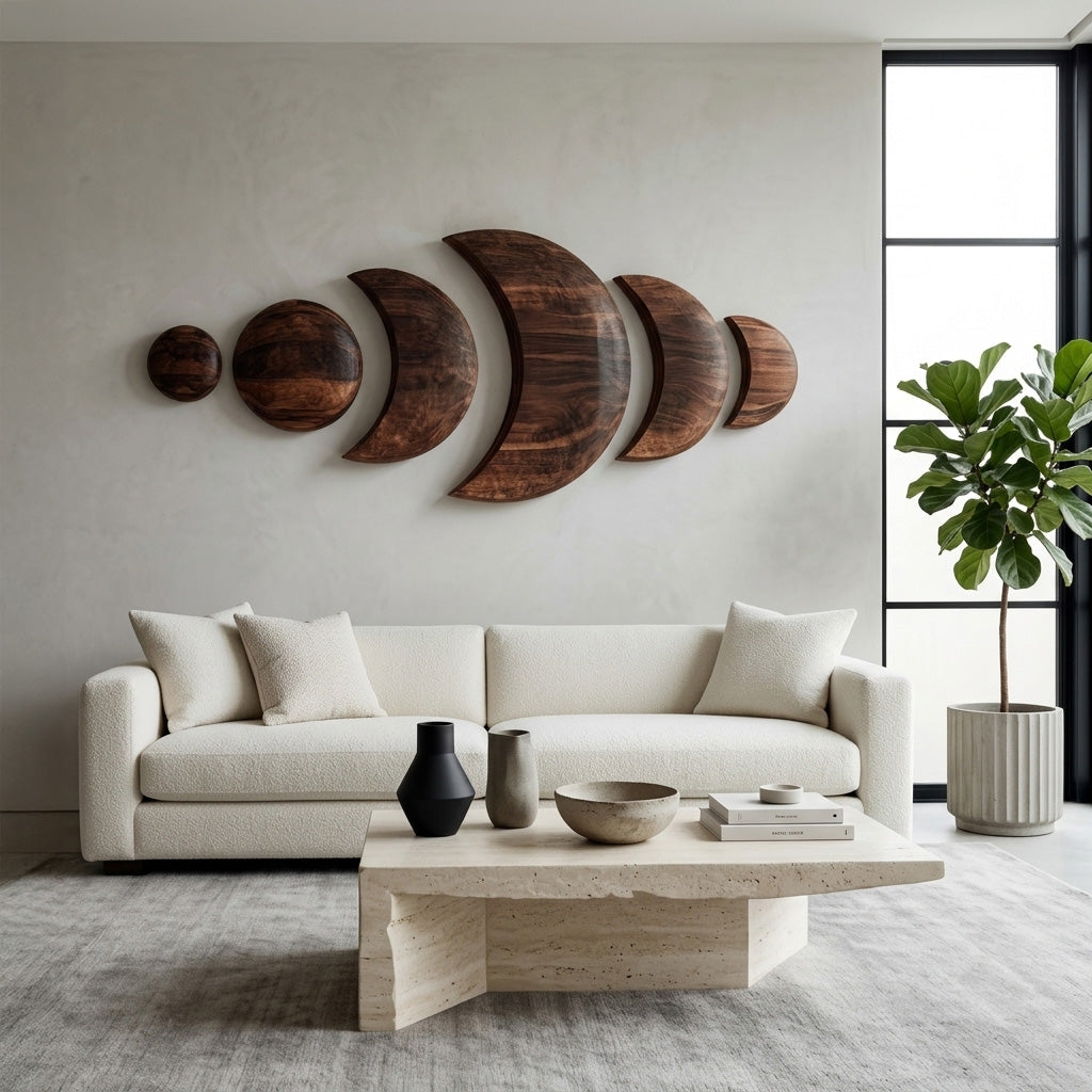 Boho Moon Phase Wood Wall Decor For Living Room
