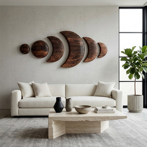 Boho Moon Phase Wood Wall Decor For Living Room